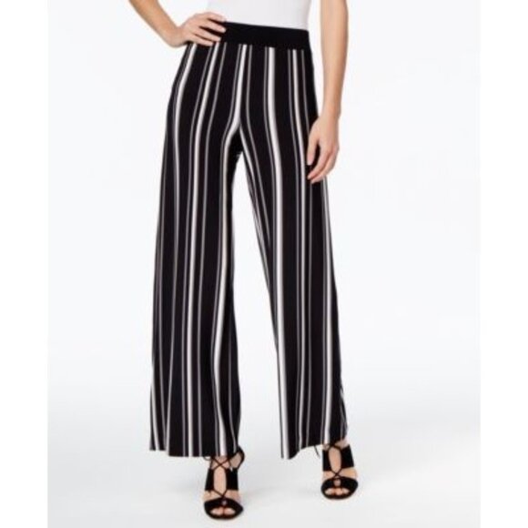 INC International Concepts Pants - INC International Concepts Women's Striped Wide-Leg Pants Black/White Size PL